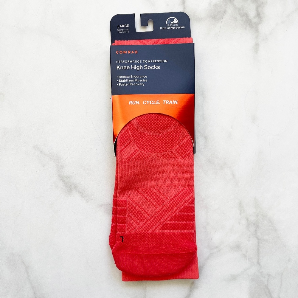 Comrad Performance Knee High Compression Socks - Coral, Size Large